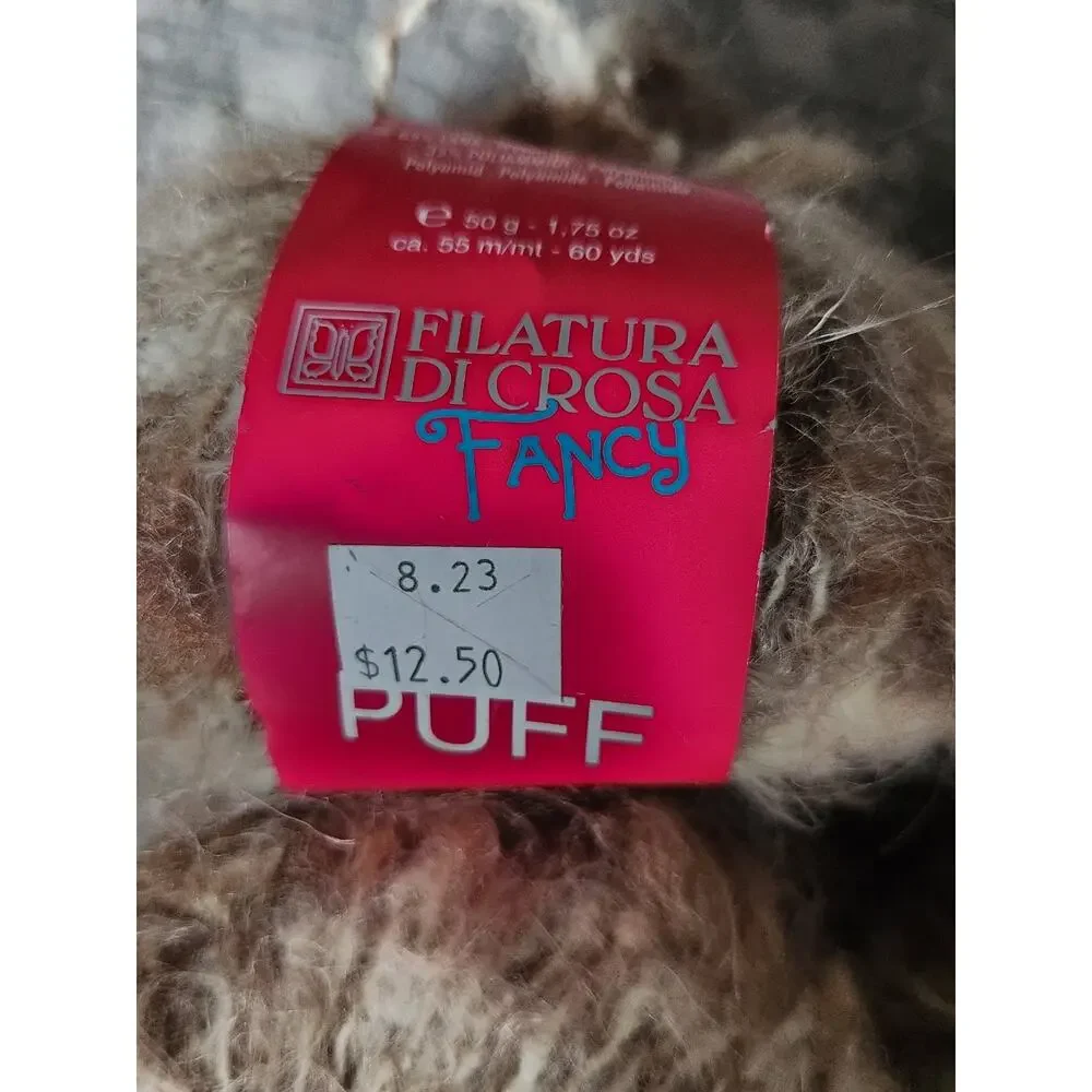 Filatura Di Crosa Puff Yarn Lot 5 Skeins Fancy Wool Blend Brown Textured